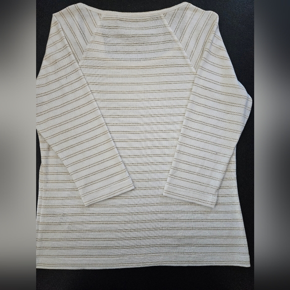 NWT - Tommy Hilfiger White Cotton w Gold Stripes Jersey - Size XL - Picture 9 of 11